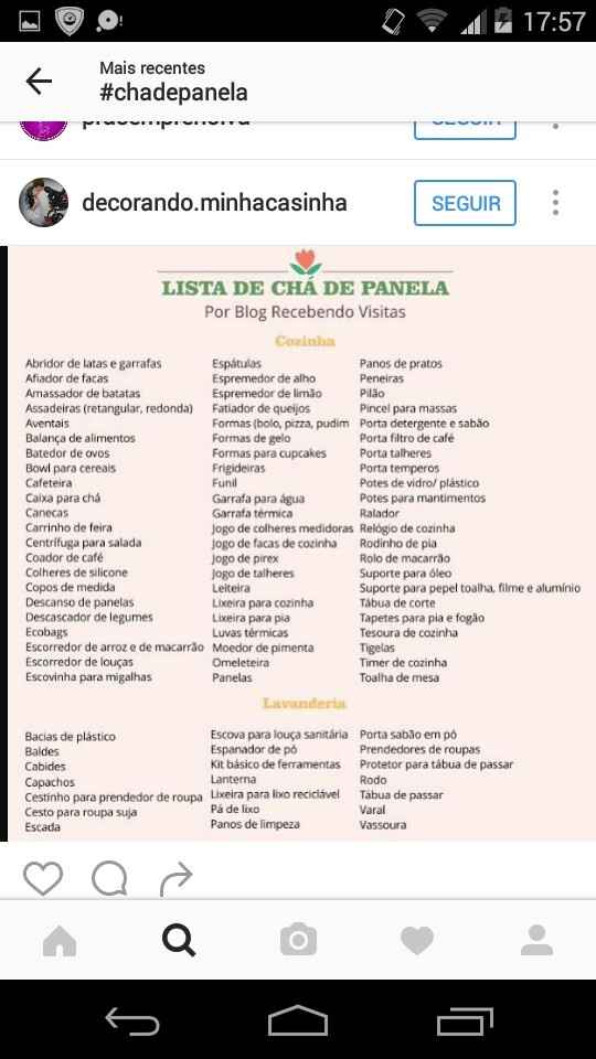 Oque pedir no chá de panela? - 2