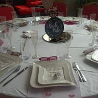 Mesa para as convidadas  e os brindes