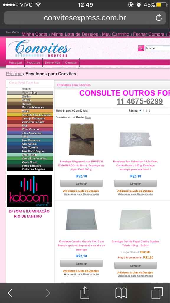 Envelopes para convite loja on-line - 1