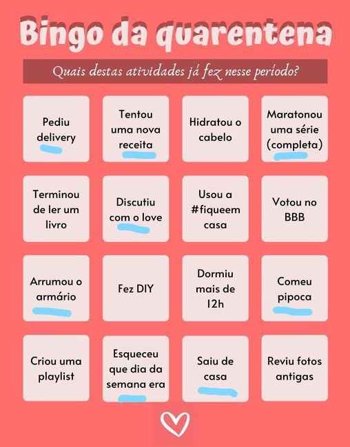 Bingo da quarentena: quem se atreve? #NoivasEmCasa - 1