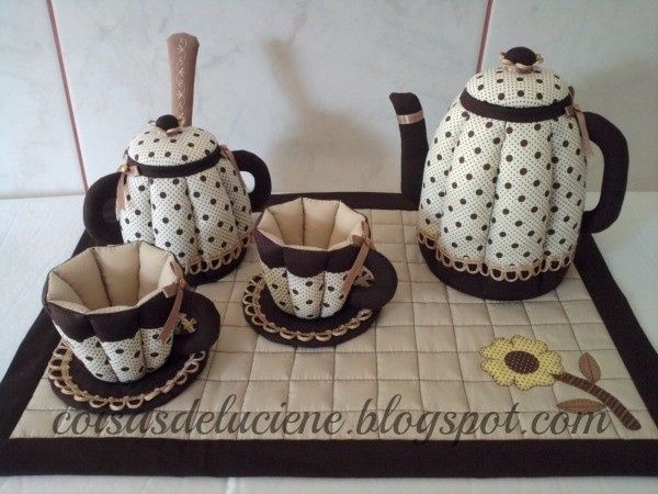 Conjunto de chá em patchwork