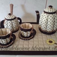 Conjunto de chá em patchwork