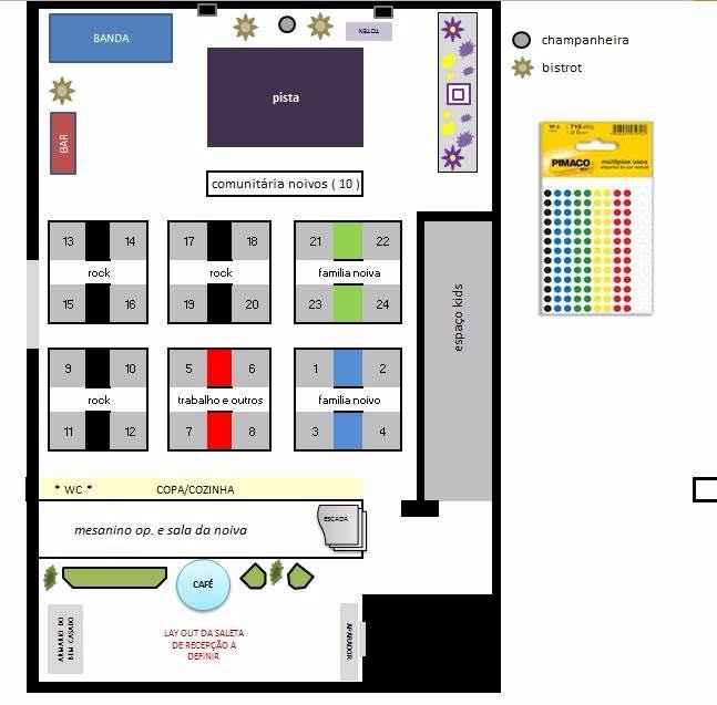 Lay Out separado em setores