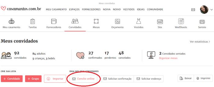 Como fazer o convite 