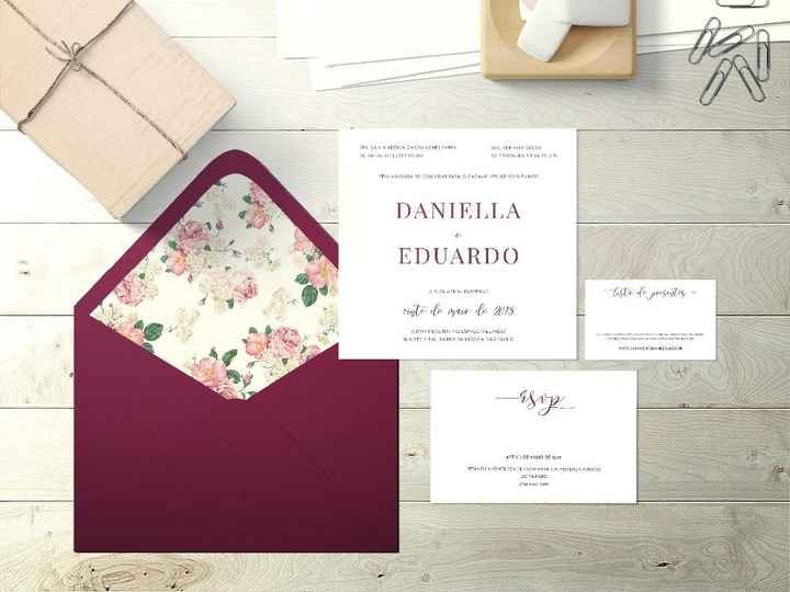 Convite, envelope e cards da listas de presentes e RSVP