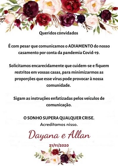 Informando o adiamento aos convidados - 1