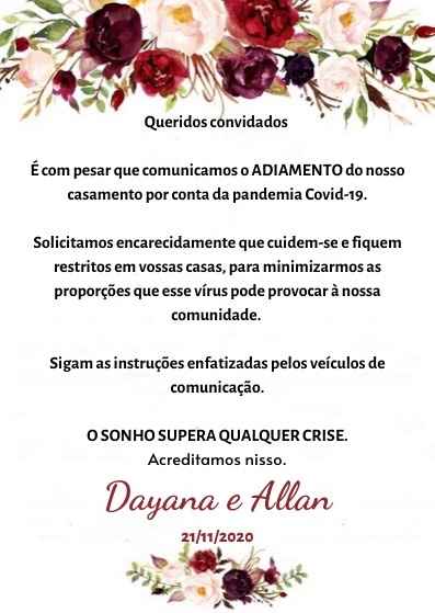 Informando o adiamento aos convidados - 1