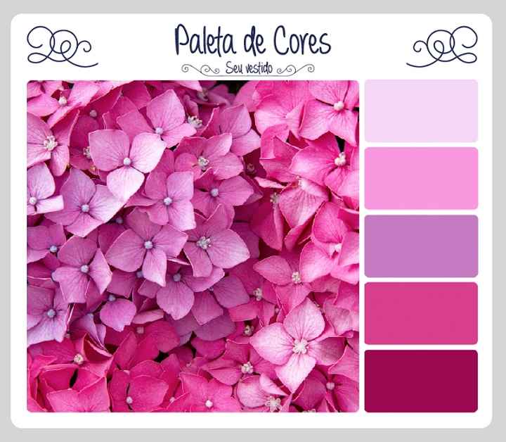 Paleta de cores em tons de Hortências