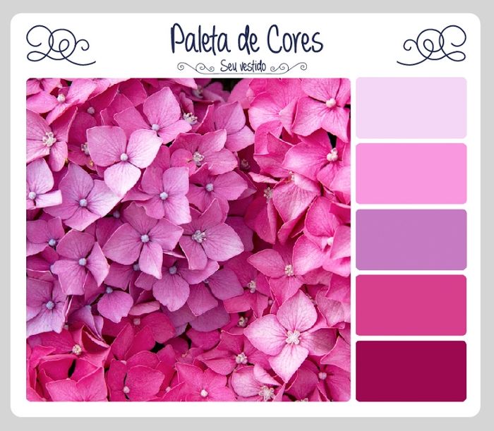 Paleta de cores em tons de Hortências