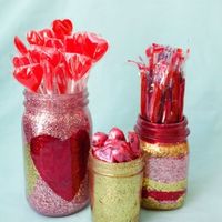 Potes de vidro com glitter