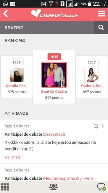 Quem são as suas companheir@s no ranking? - 1