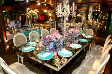 mesa de família azul Tiffany