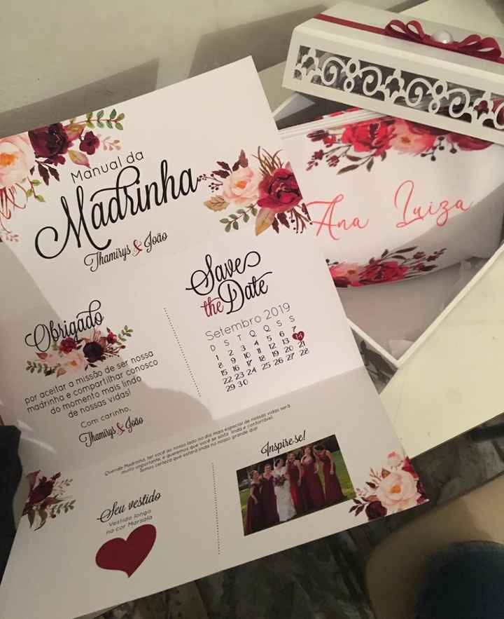 Caixinha das madrinhas + manual + necesserie 
