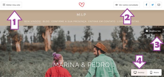 Como criar e personalizar seu Site de Casamento 3