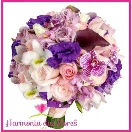 Buquê de Noiva de Orquídea Phalaenopsis e Dendrobium, Rosas, Lizianthus, Callas e Alstromélias