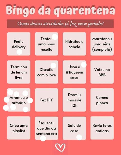 Bingo da quarentena: quem se atreve? #NoivasEmCasa 7