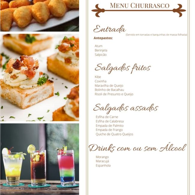 o menu escolhido para o meu casamento 😋 2