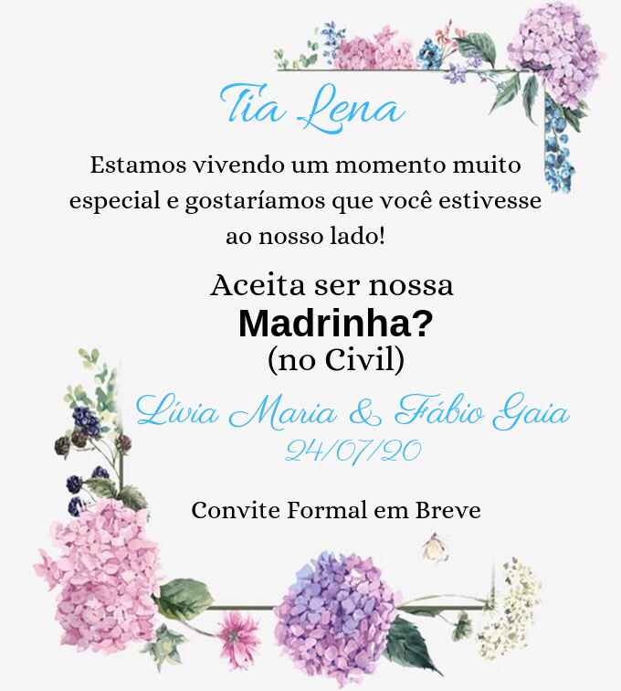Convite Informal dos Padrinhos!!? - 2