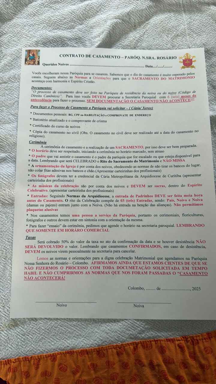 Hoje marquei na igreja a data da cerimônia. 15/01/25 - 1