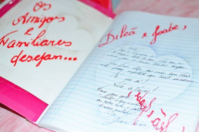 Caderno de dedicatória aos noivos