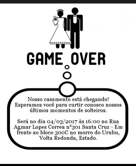 Convite chá bar Game over