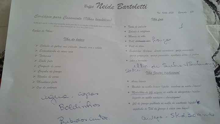 Este é o cardápio que ela nos apresentou e contratamos