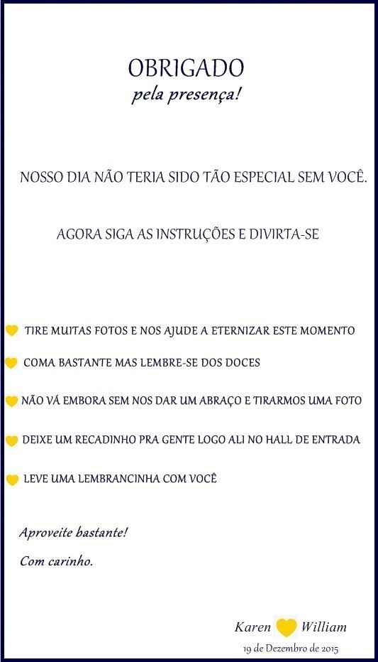 agradecimento de mesa