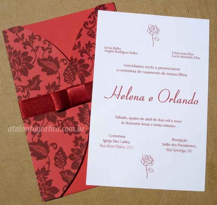 convite vermelho e branco