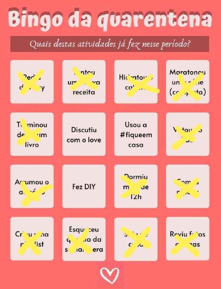 Bingo da quarentena: quem se atreve? #NoivasEmCasa - 1