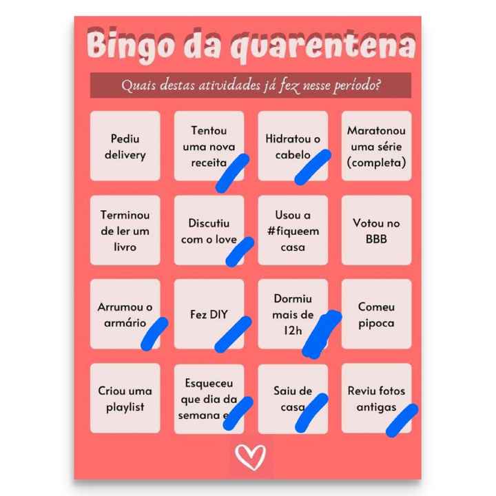 Bingo da quarentena: quem se atreve? #NoivasEmCasa - 1