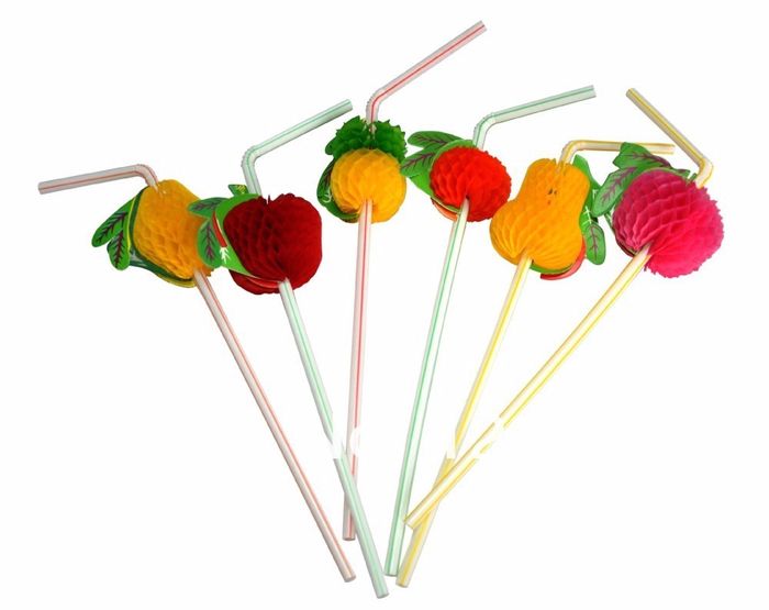 Comprei: canudos com frutinhas. R$ 3,99 com 12 unidades