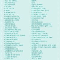 Lista de presentes para o Chá Bar ou Chá de panelas.