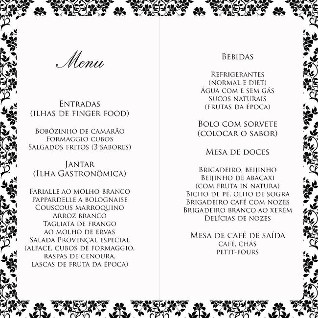 Tudo combinando - Menu parte interna