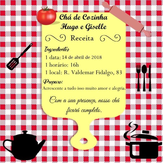 Chá de Cozinha - Convite diy - 1