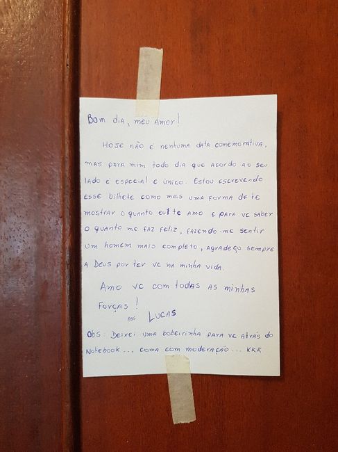 Não tem coisa melhor que acordar e encontrar um bilhete desse na porta 😍😍 - 1