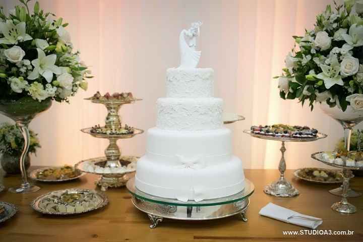 Bolo e mesa de doces