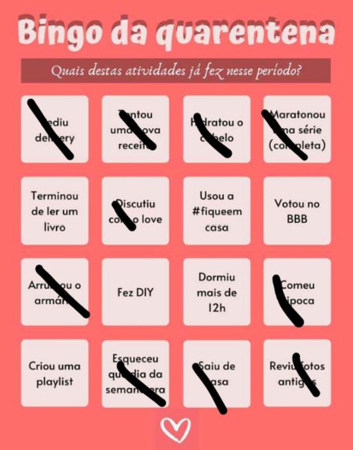 Bingo da quarentena: quem se atreve? #NoivasEmCasa - 1
