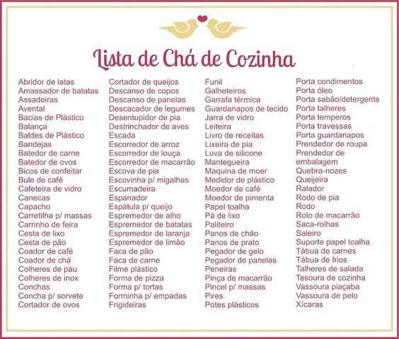 Lista chá de cozinha - 3