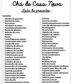 Lista de chá de panela - 1