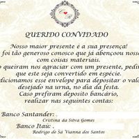 Exemplo de cartão de substituição de presente por Dinheiro 