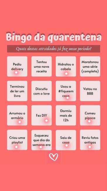 Bingo da quarentena: quem se atreve? #NoivasEmCasa 15