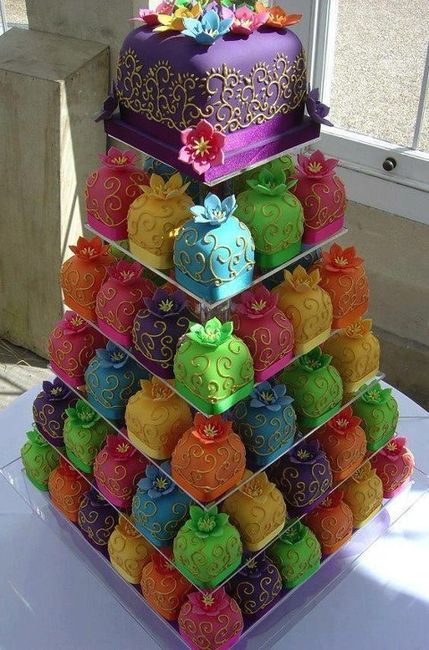 BOLO CUPCAKES COLORIDOS