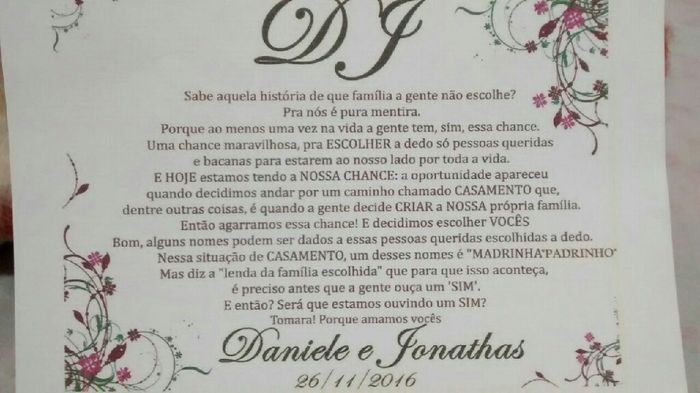 Convites de padrinhos - 1