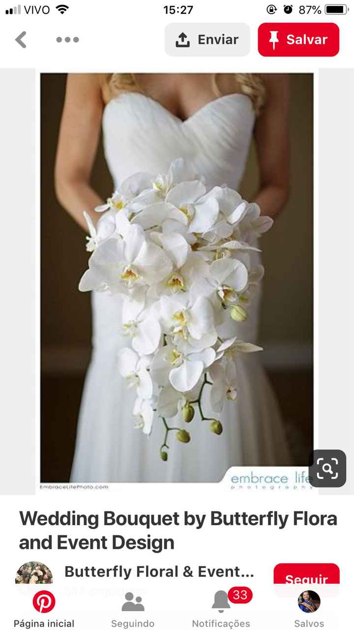 Minha inspiração de Buquê: Cascata de Orquídeas Brancas - 5