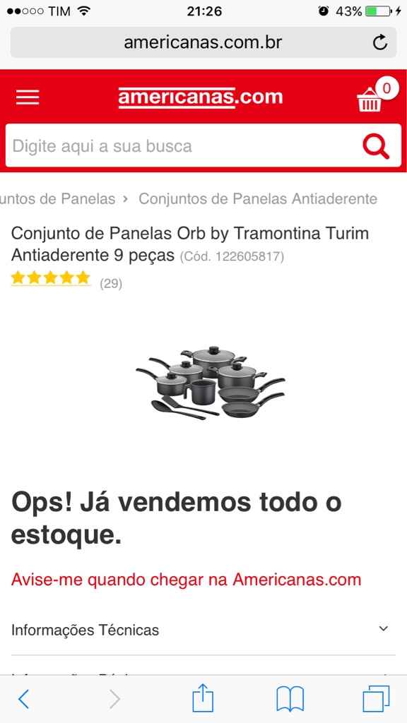 Promoção de panelas na lojas americanas - 2