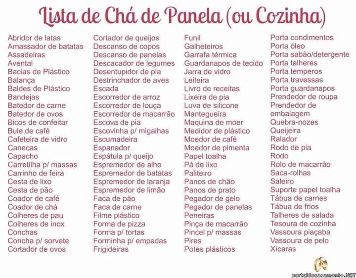 Lista para chá de panela