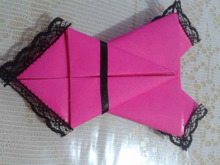 Meu Convite Chá de Lingerie Origami Rosa e preto Diy