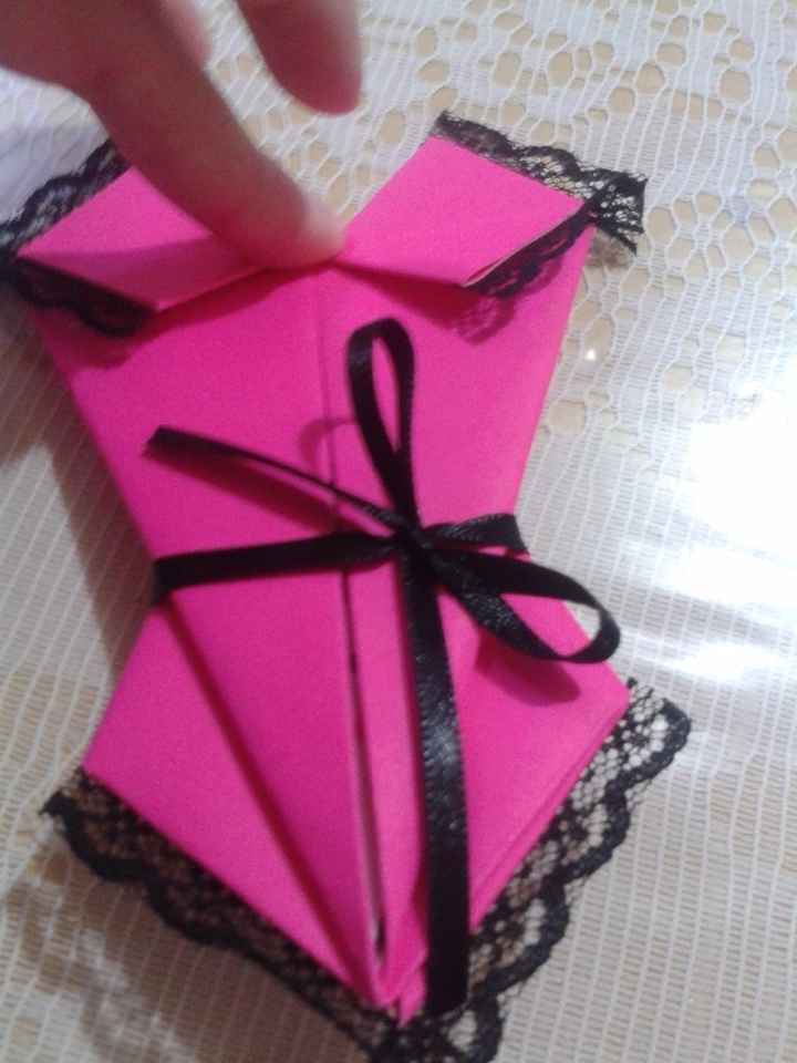 Meu Convite Chá de Lingerie Origami Rosa e preto Diy