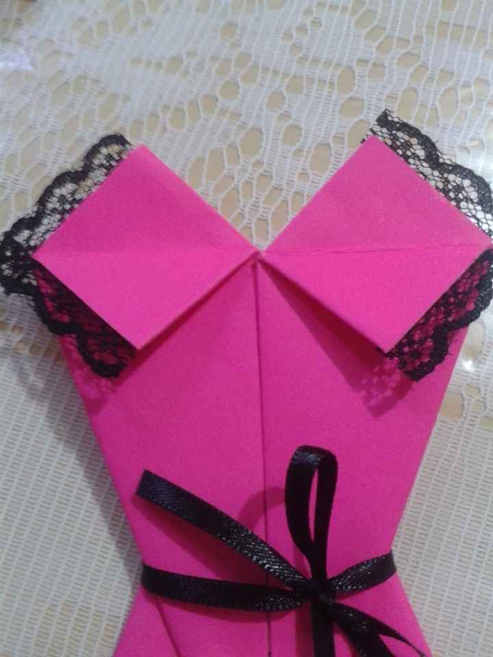 Meu Convite Chá de Lingerie Origami Rosa e preto Diy