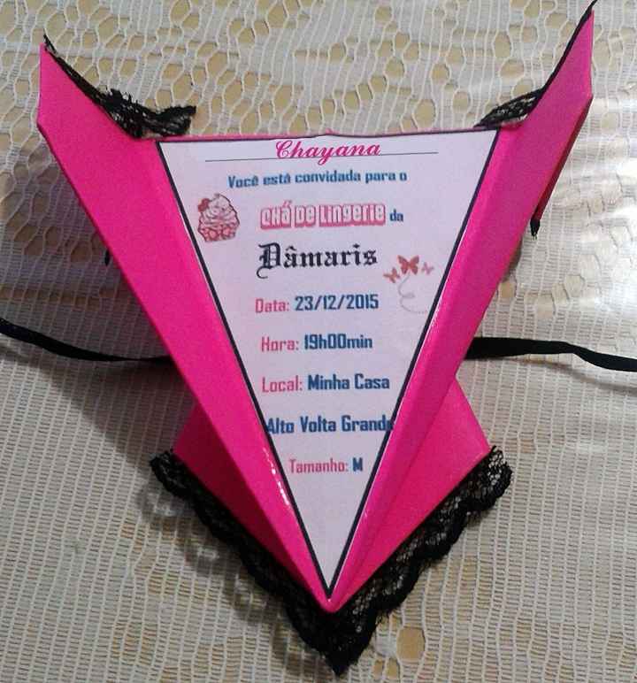 Meu Convite Chá de Lingerie Origami Rosa e preto Diy